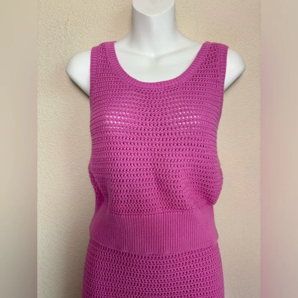 NWT Skies Are Blue Isla Rose Violet Lose Knit Crochet Tank and Midi Skirt Set M - Picture 3 of 13